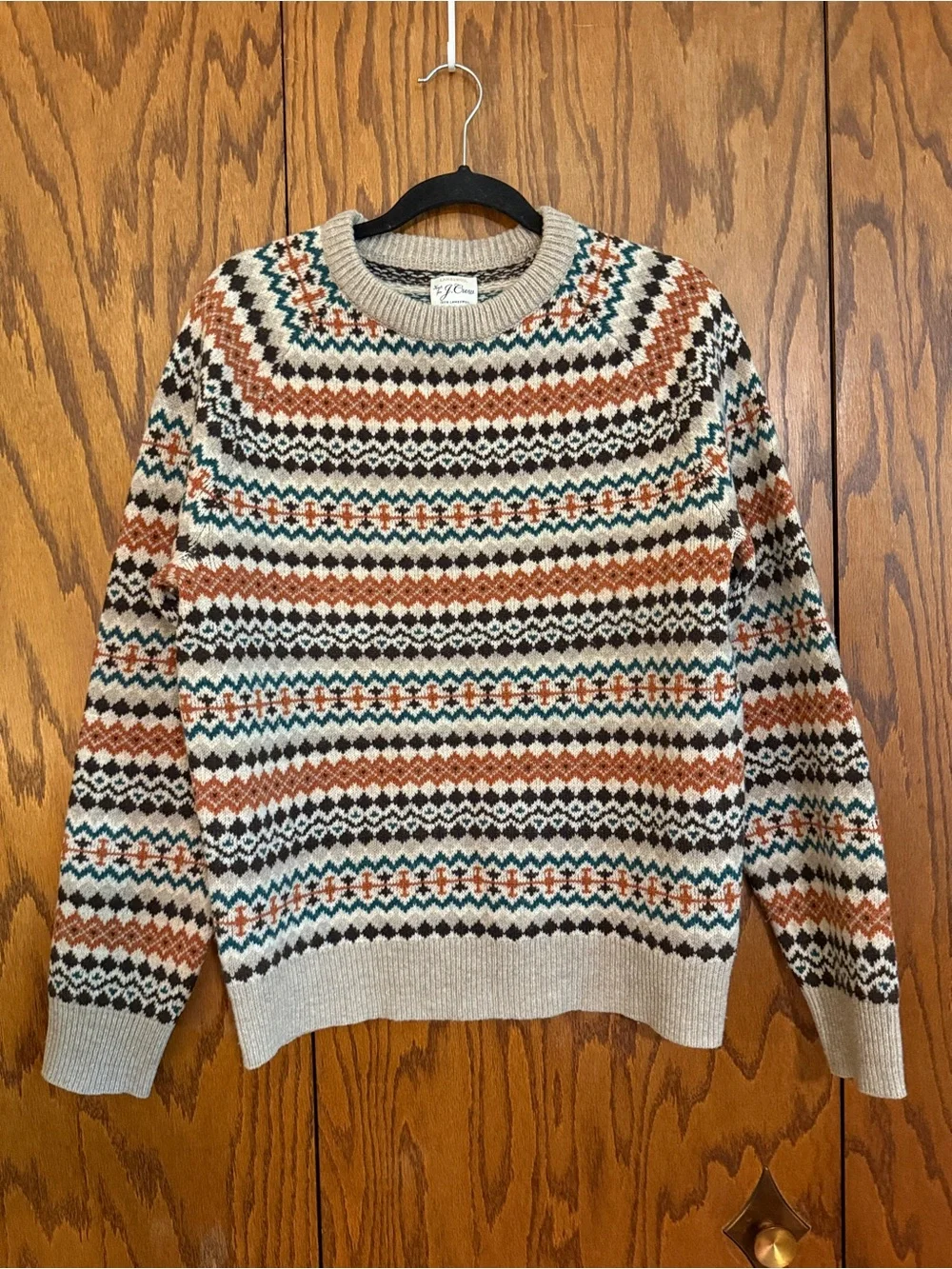J.Crew 100% Lambswool Fair Isle Crewneck Sweater Small BC514